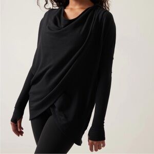 Athleta Purana Wrap Black Sweatshirt Size Large